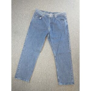 Wrangler Jeans Mens 36X29 Dark Blue Denim Pants Outdoor Western Workwear 9T701VR
